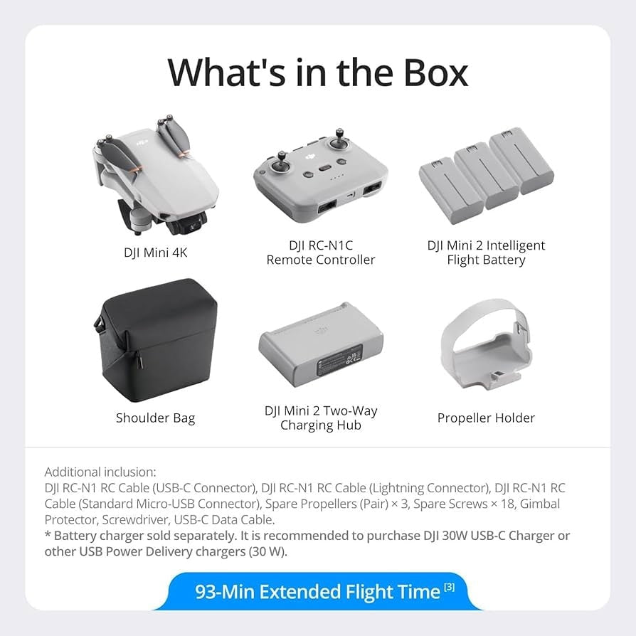 DJI Mini 4K Fly More Combo Camera Drone(3 Battery) DJI RC-N1C Remote Controller DJI