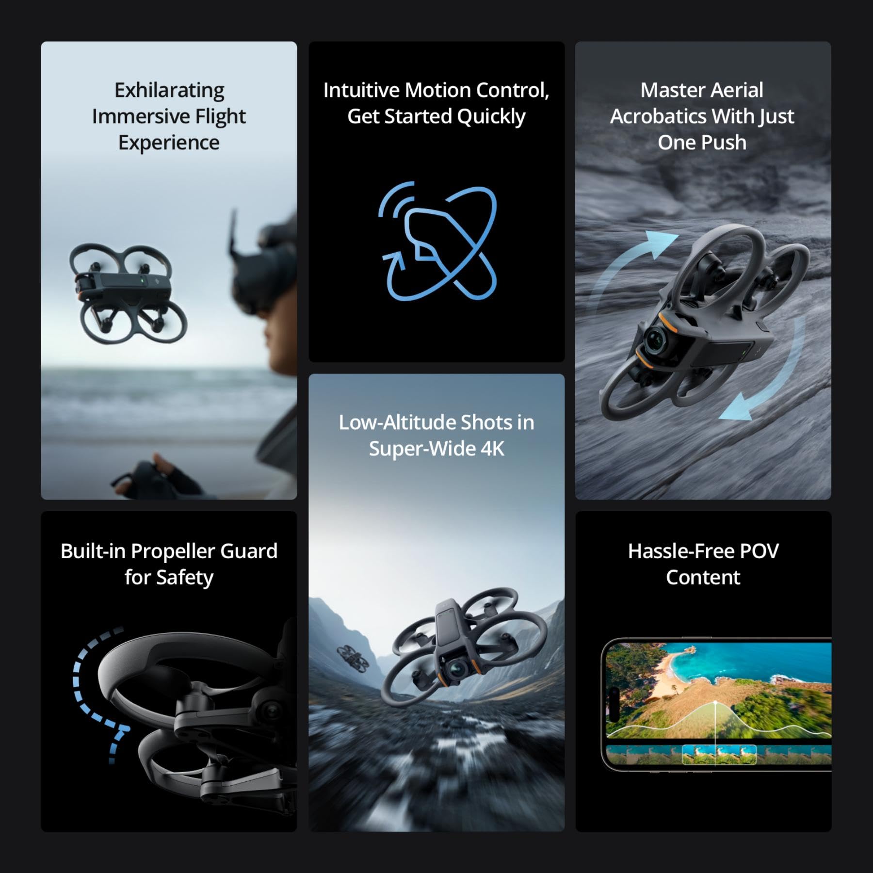 DJI Avata 2 Fly More Combo (1 Battery), FPV Drones with Camera for Adults 4K, Immersive Experience, Built-in Propeller Guard, Easy Flip/Roll, FAA Remote ID Compliant, POV Content Drone, Black - Buy Direct & Save